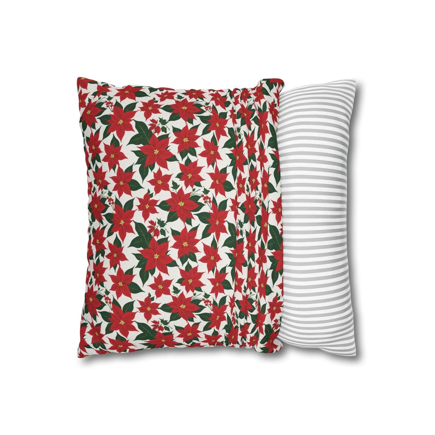 Poinsettia Floral Spun Polyester Square Pillowcase - DeRose Seasonal