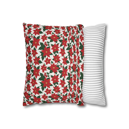 Poinsettia Floral Spun Polyester Square Pillowcase - DeRose Seasonal