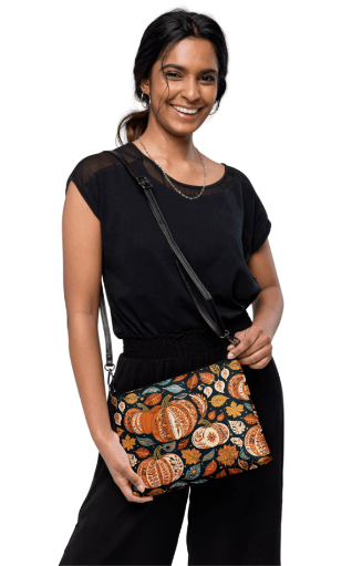 Pumpkin Fall Polyester Faux Leather Crossbody bag - DeRose Seasonal