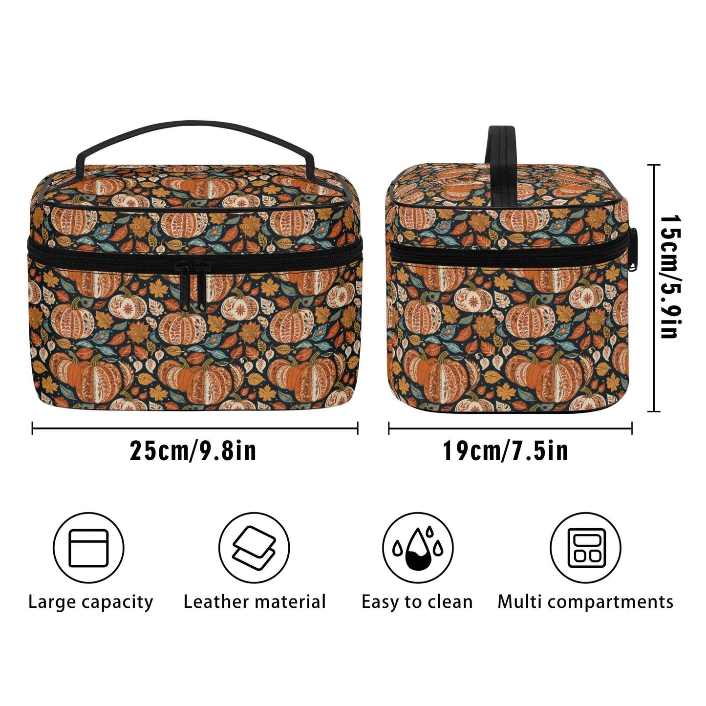 Pumpkin Fall Leather Cosmetic Bag - DeRose Seasonal