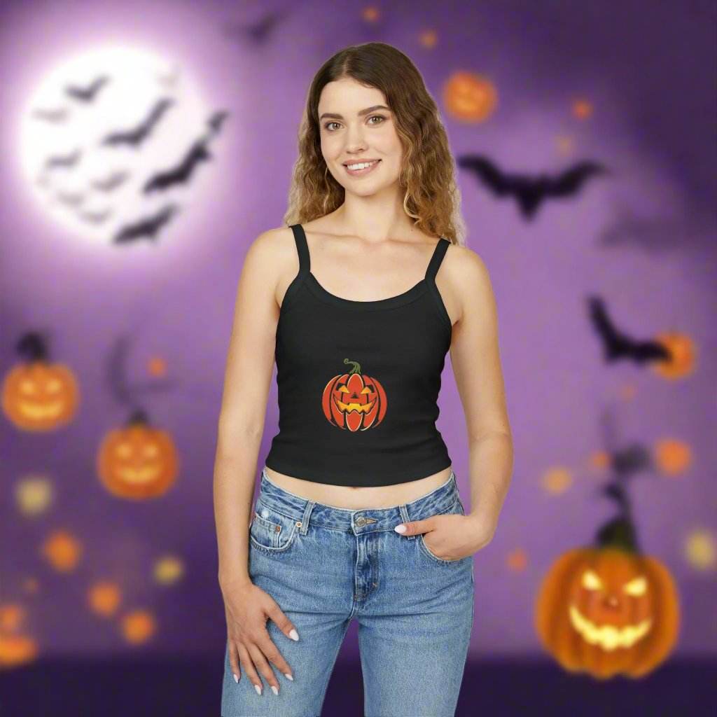 Pumpkin Jack Womens Spaghetti Strap Tank Top - DeRose Seasonal