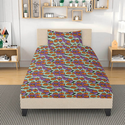 Purple and Green Cute Pumpkins 3 Pcs Beddings - DeRose Seasonal