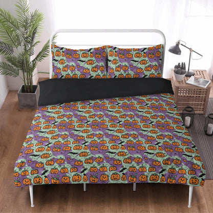 Purple and Green Cute Pumpkins 3 Pcs Beddings - DeRose Seasonal