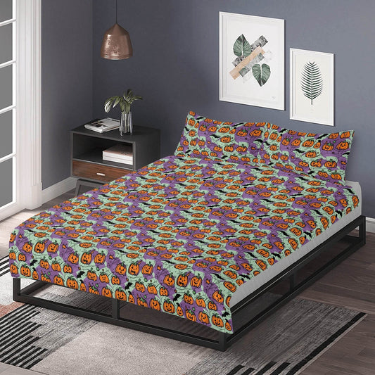 Purple and Green Cute Pumpkins 3 Pcs Beddings - DeRose Seasonal