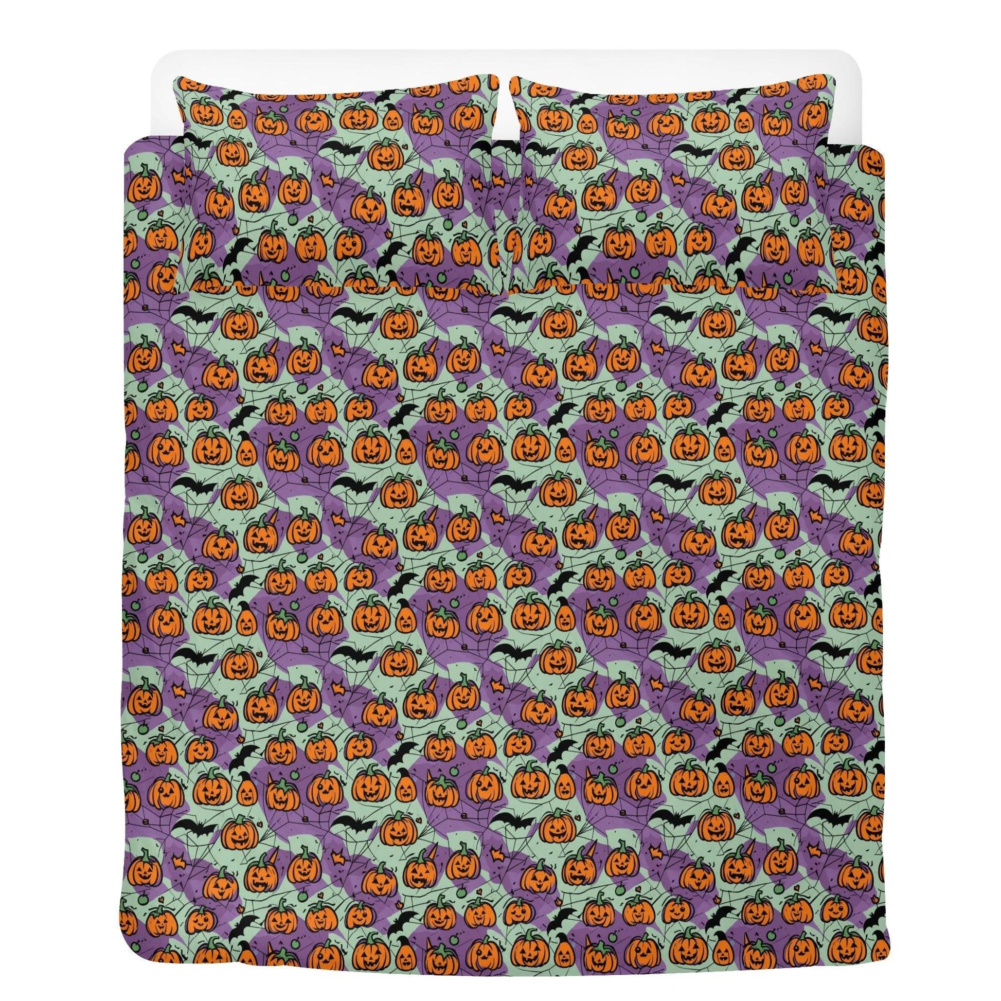Purple and Green Cute Pumpkins 3 Pcs Beddings - DeRose Seasonal
