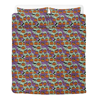 Purple and Green Cute Pumpkins 3 Pcs Beddings - DeRose Seasonal