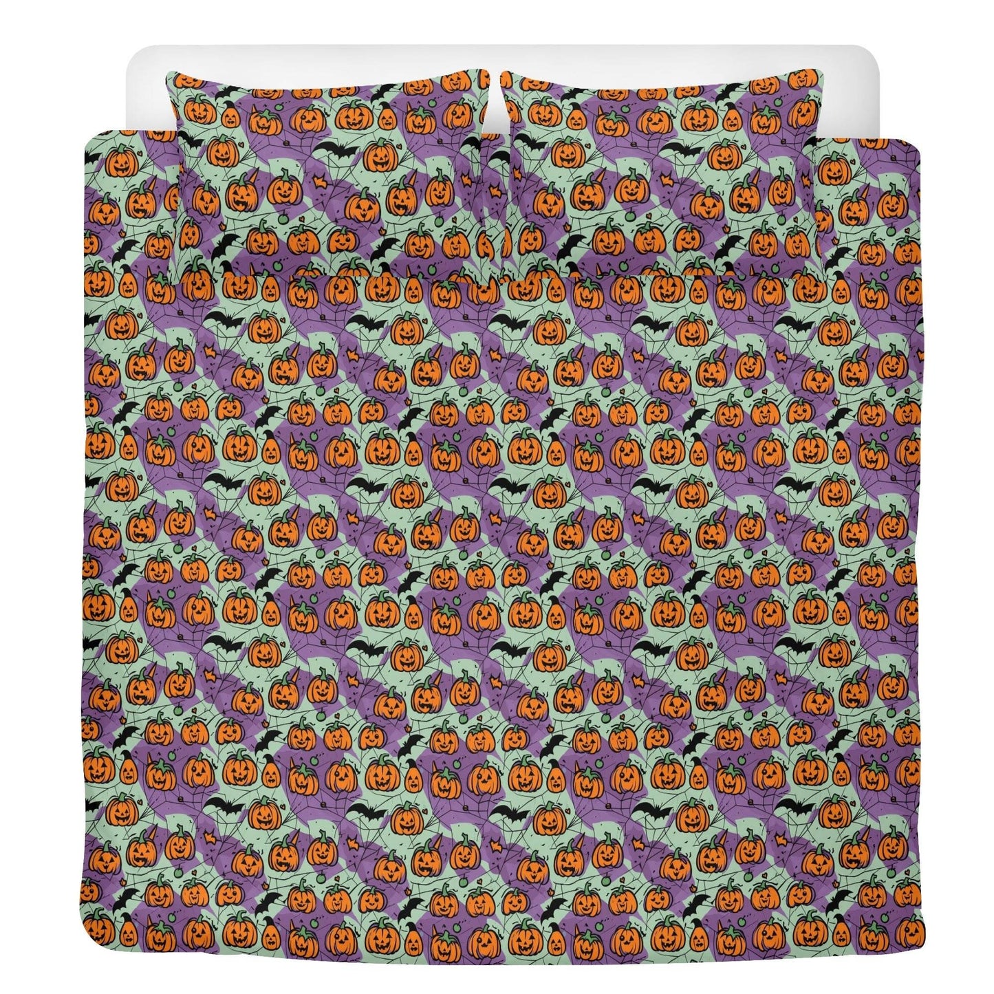 Purple and Green Cute Pumpkins 3 Pcs Beddings - DeRose Seasonal
