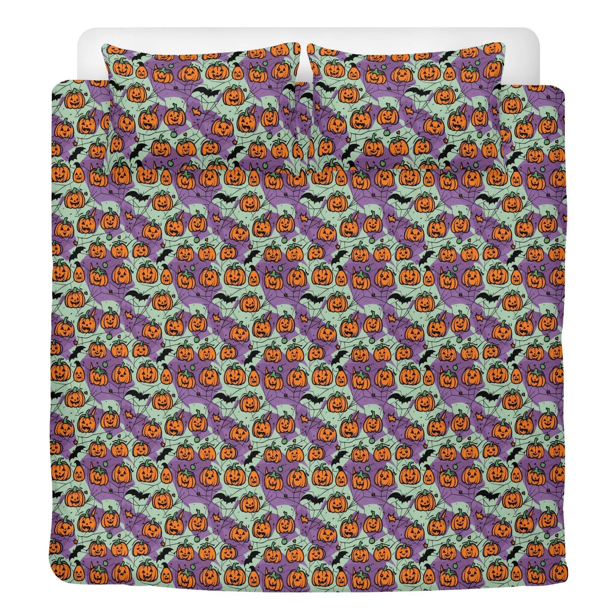 Purple and Green Cute Pumpkins 3 Pcs Beddings - DeRose Seasonal