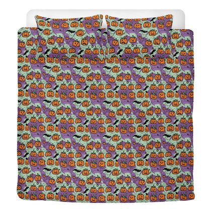 Purple and Green Cute Pumpkins 3 Pcs Beddings - DeRose Seasonal