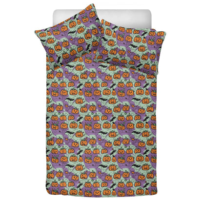 Purple and Green Cute Pumpkins 3 Pcs Beddings - DeRose Seasonal