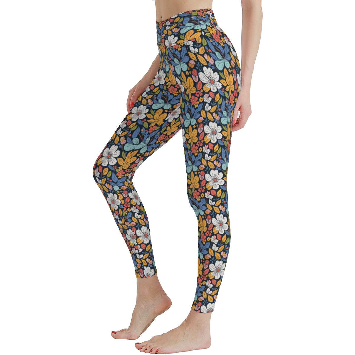 Bright Flowers Women's Polyester Yoga pants Leggings - DeRose Seasonal