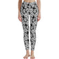 Black and White Floral Women's Polyester Yoga pants Leggings - DeRose Seasonal