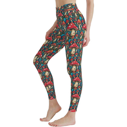 Deathcap Mushrooms Women's Polyester Yoga pants Leggings - DeRose Seasonal