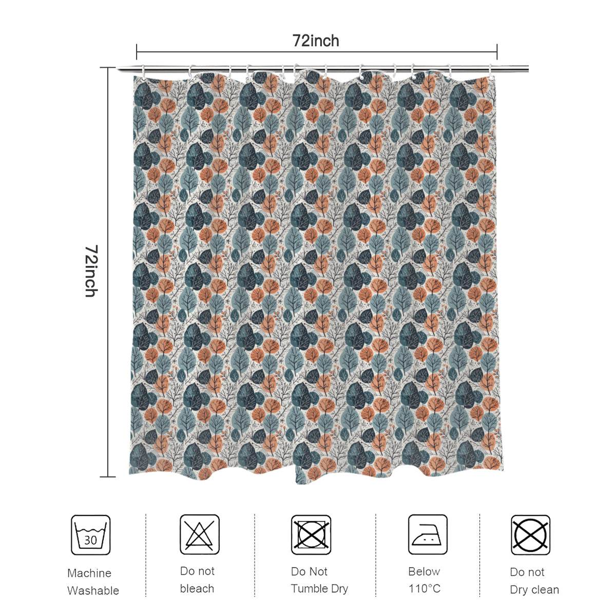 Freezing Leaves Bathroom Four-Piece Set(Shower Curtain + Toilet Cover Mat + Toilet Foot Mat + Floor Mat)| Polyester - DeRose Seasonal