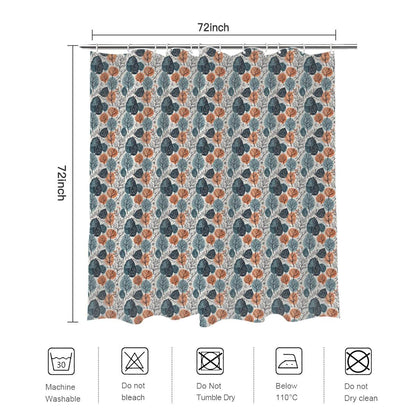 Freezing Leaves Bathroom Four-Piece Set(Shower Curtain + Toilet Cover Mat + Toilet Foot Mat + Floor Mat)| Polyester - DeRose Seasonal