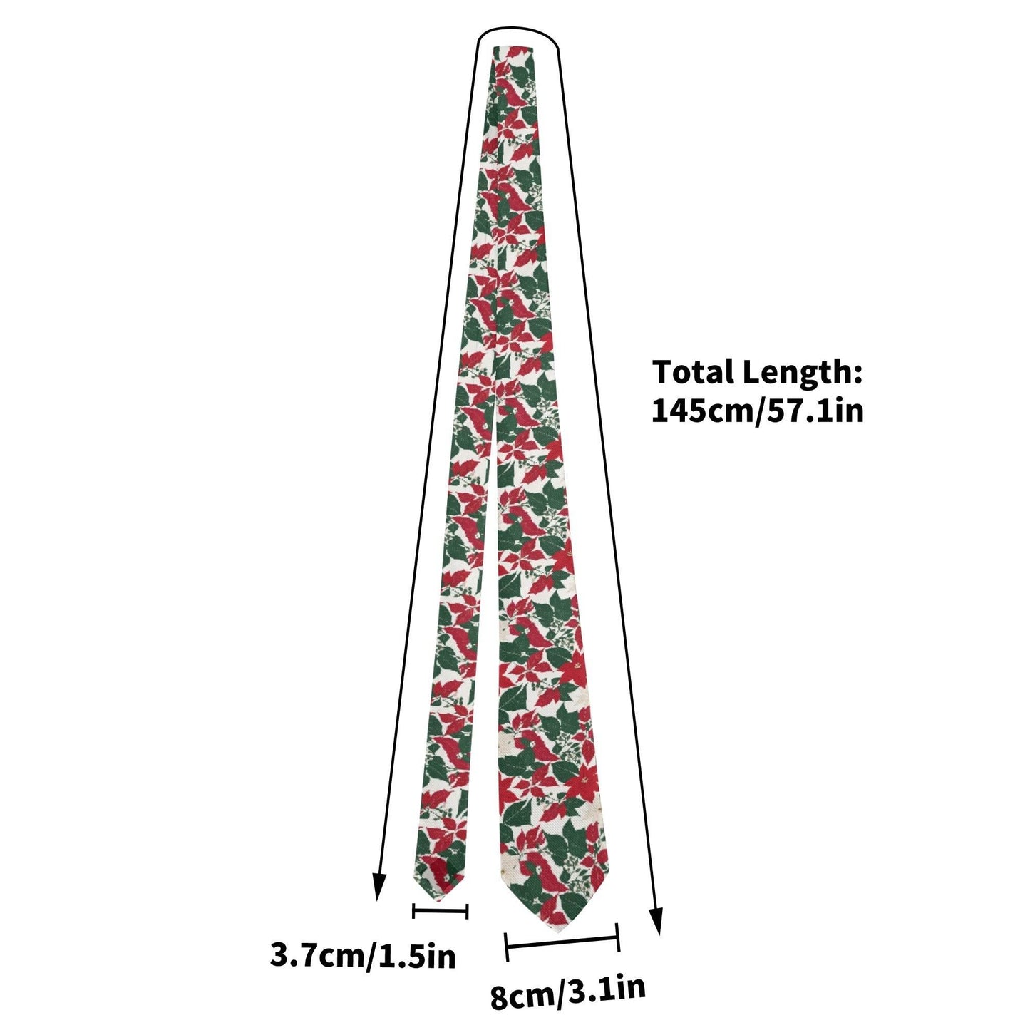 Red And White Poinsettia Flower Necktie - DeRose Seasonal