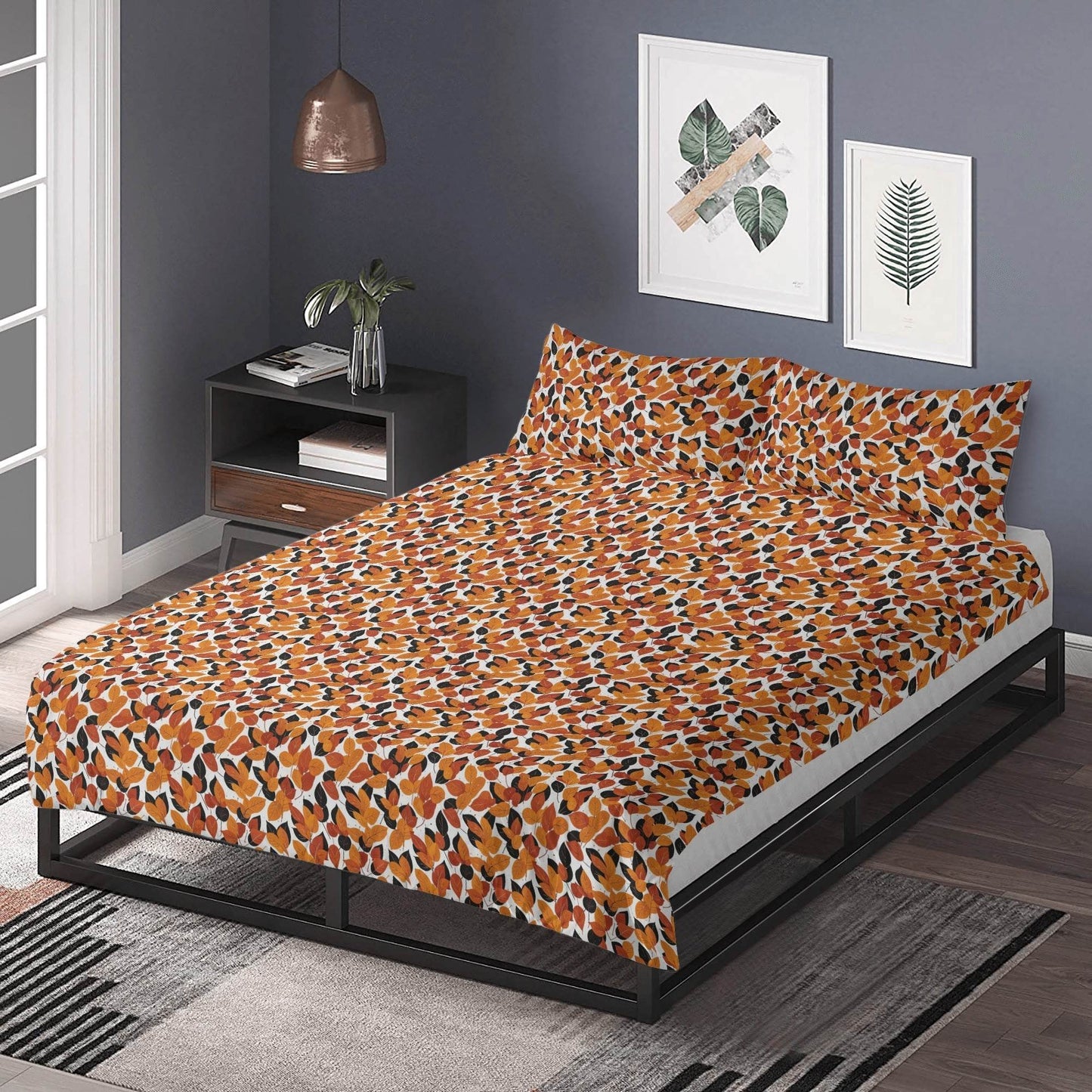 Red Autumn 3 Pcs Beddings - DeRose Seasonal
