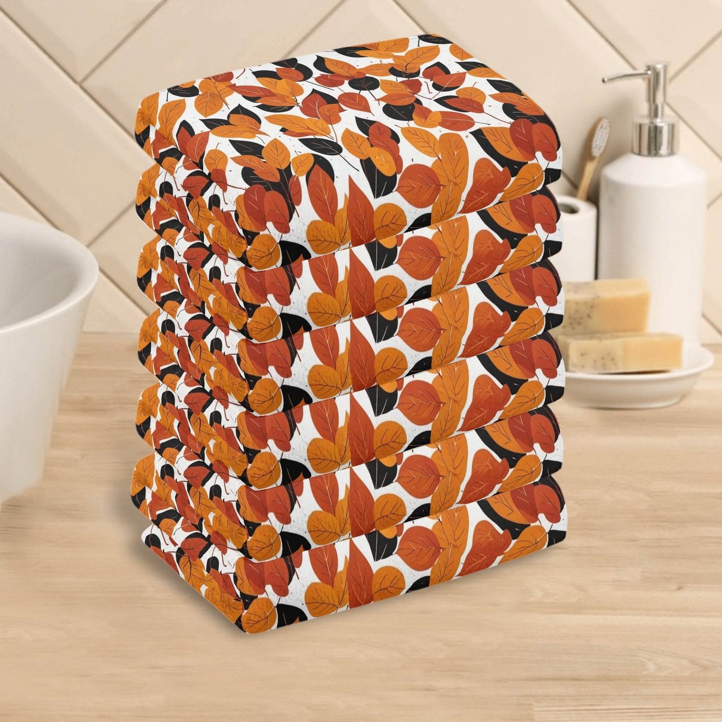 Red Autumn Hand Towels (6 Pcs) - DeRose Seasonal