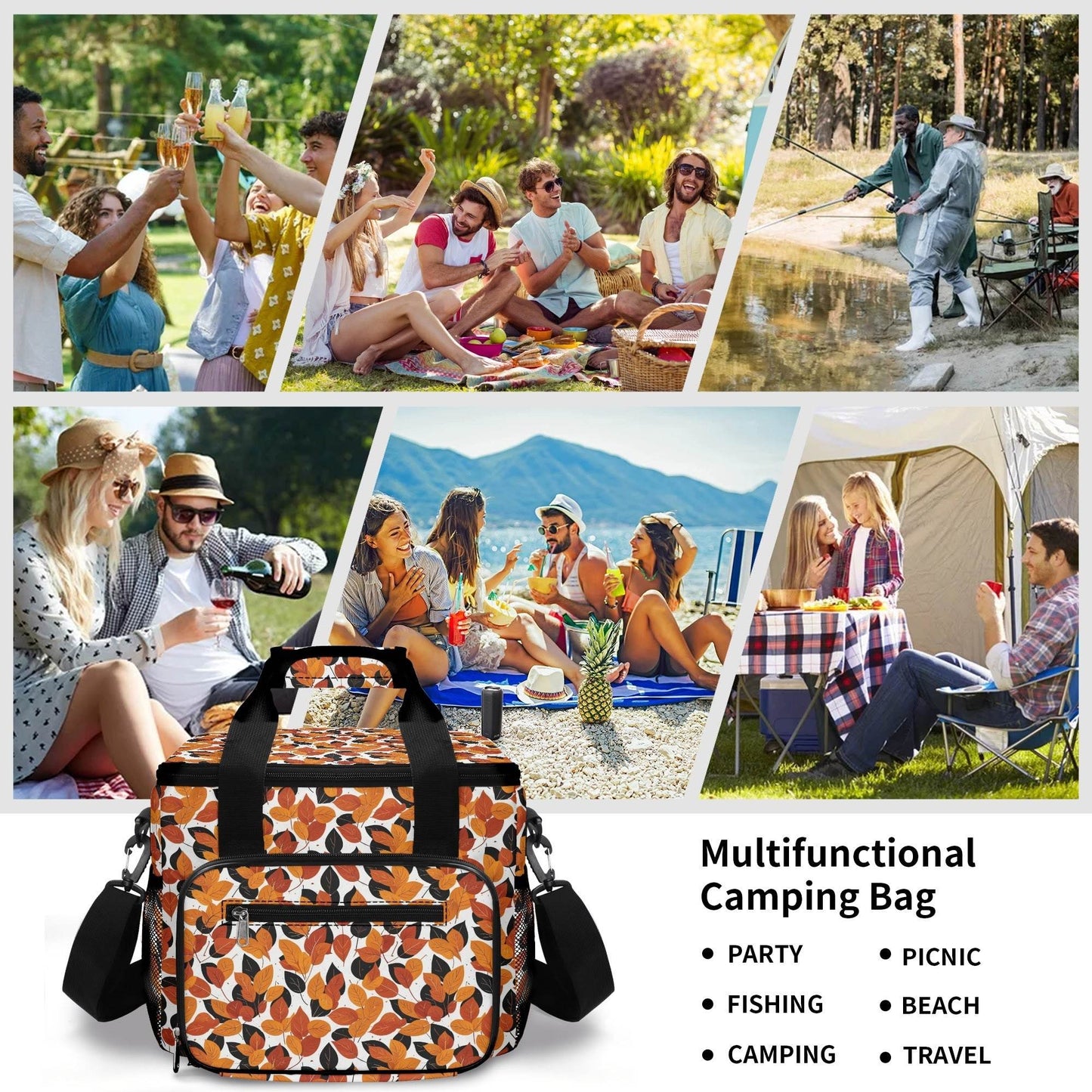 Red Autumn Insulated Leakproof Cooler Bag Lunch Box - DeRose Seasonal