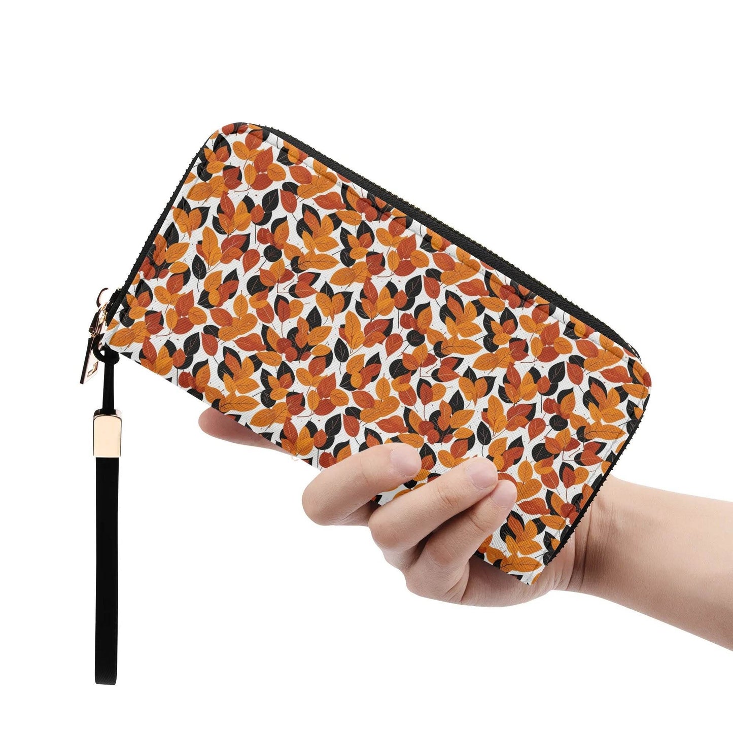 Red Autumn Women's Leather Zipper Wristlet Wallet - DeRose Seasonal
