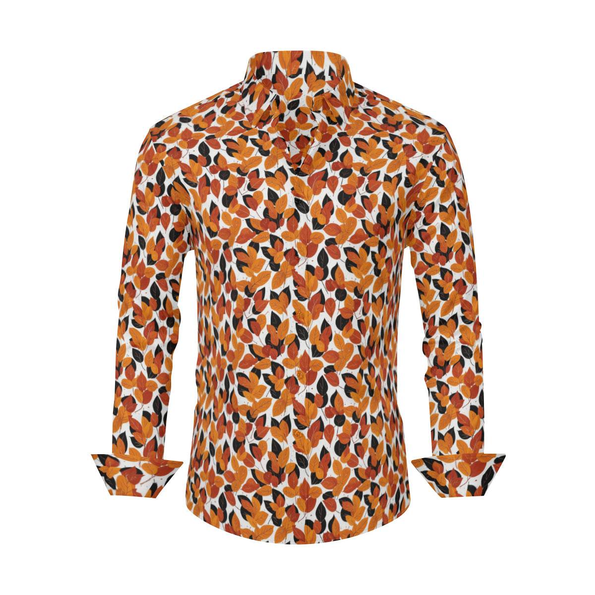 Red Autumn Men's Classic Long-Sleeved Button up Polyester Dress Shirt - DeRose Seasonal