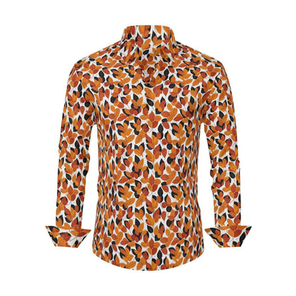 Red Autumn Men's Classic Long-Sleeved Button up Polyester Dress Shirt - DeRose Seasonal