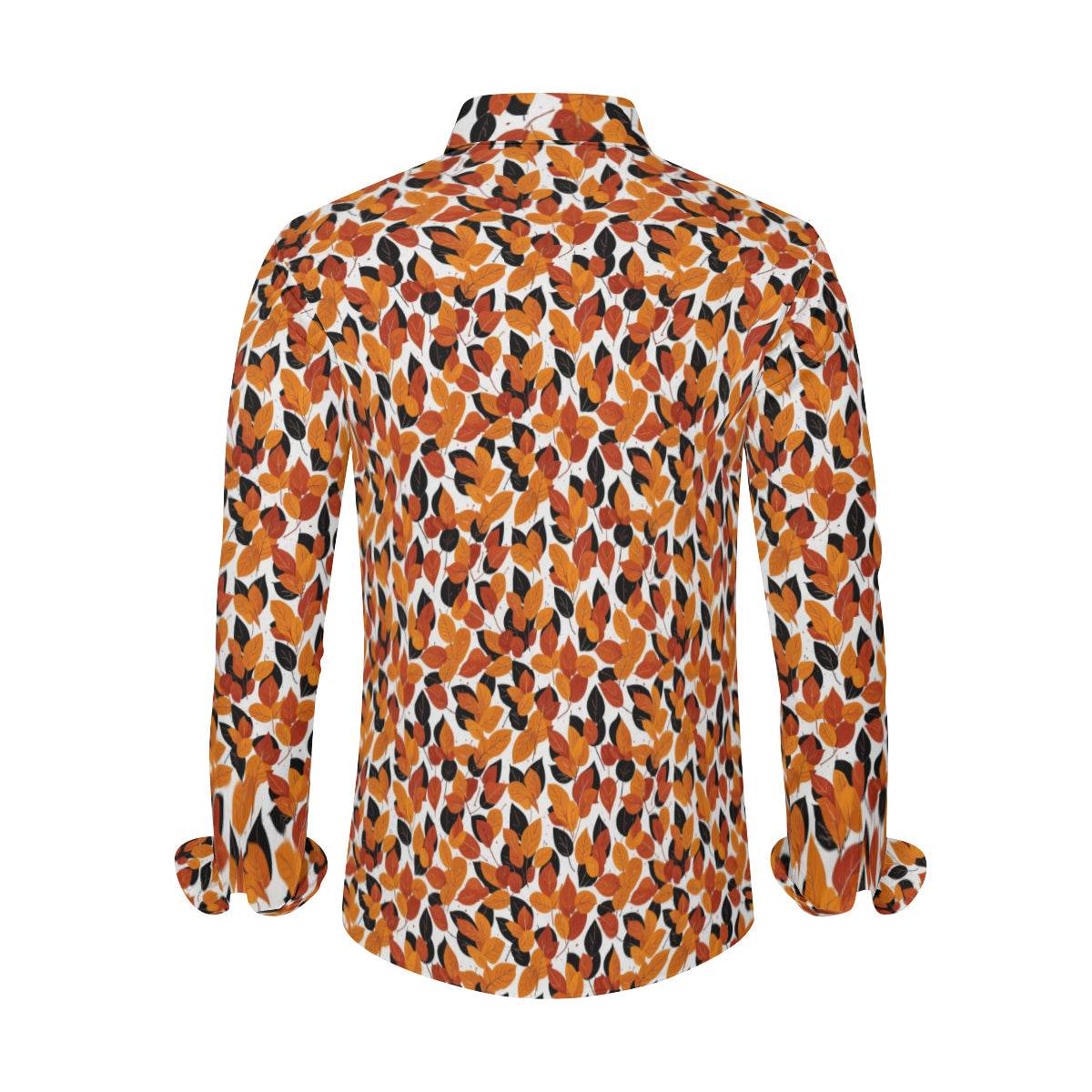 Red Autumn Men's Classic Long-Sleeved Button up Polyester Dress Shirt - DeRose Seasonal