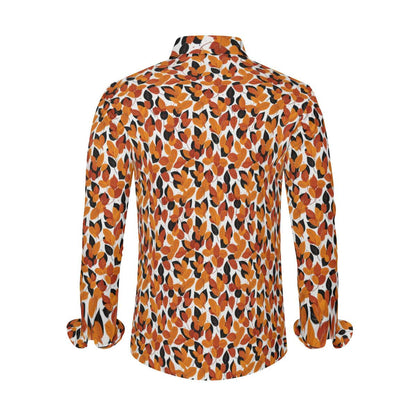 Red Autumn Men's Classic Long-Sleeved Button up Polyester Dress Shirt - DeRose Seasonal