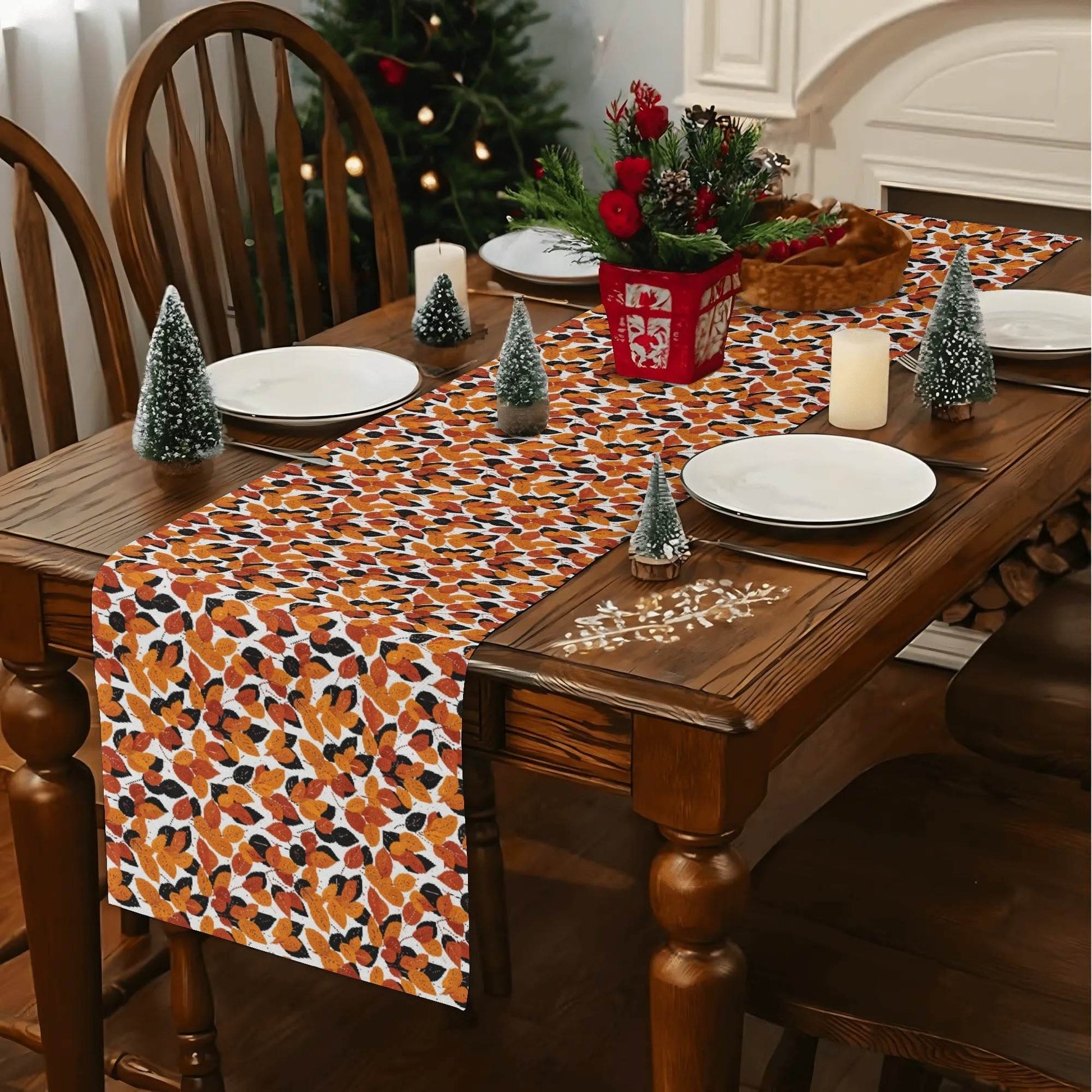 Red Autumn Polyester Table Runner - DeRose Seasonal
