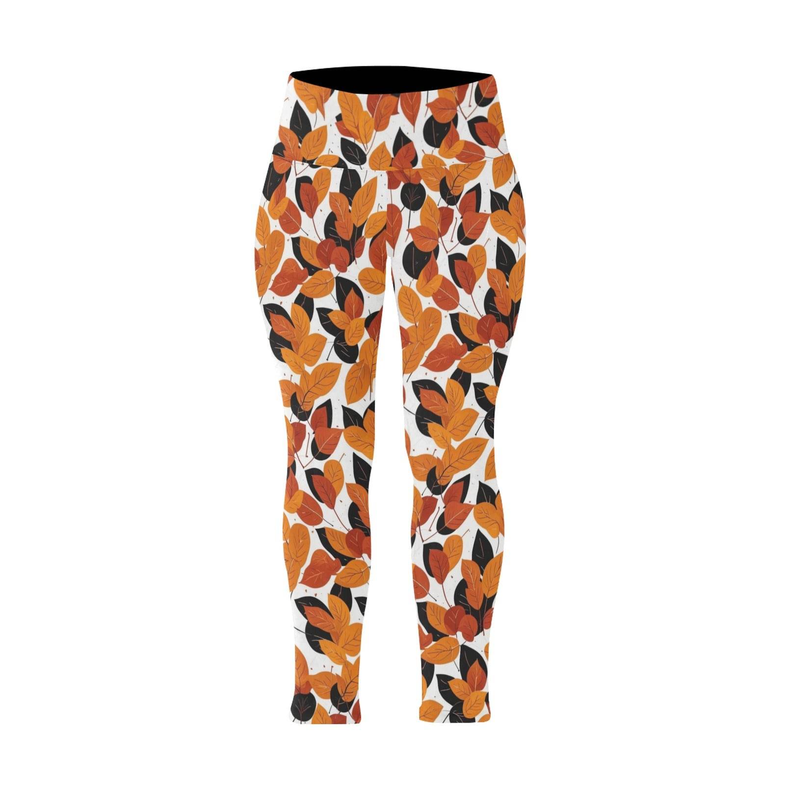 Red Autumn Women's Plus Size High Waited Leggings Women's High Waist Leggings(Plus Size)(ModelL45) - DeRose Seasonal