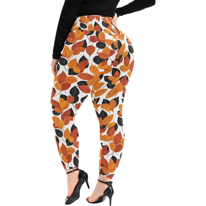 Red Autumn Women's Plus Size High Waited Leggings Women's High Waist Leggings(Plus Size)(ModelL45) - DeRose Seasonal