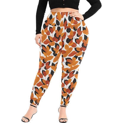 Red Autumn Women's Plus Size High Waited Leggings Women's High Waist Leggings(Plus Size)(ModelL45) - DeRose Seasonal