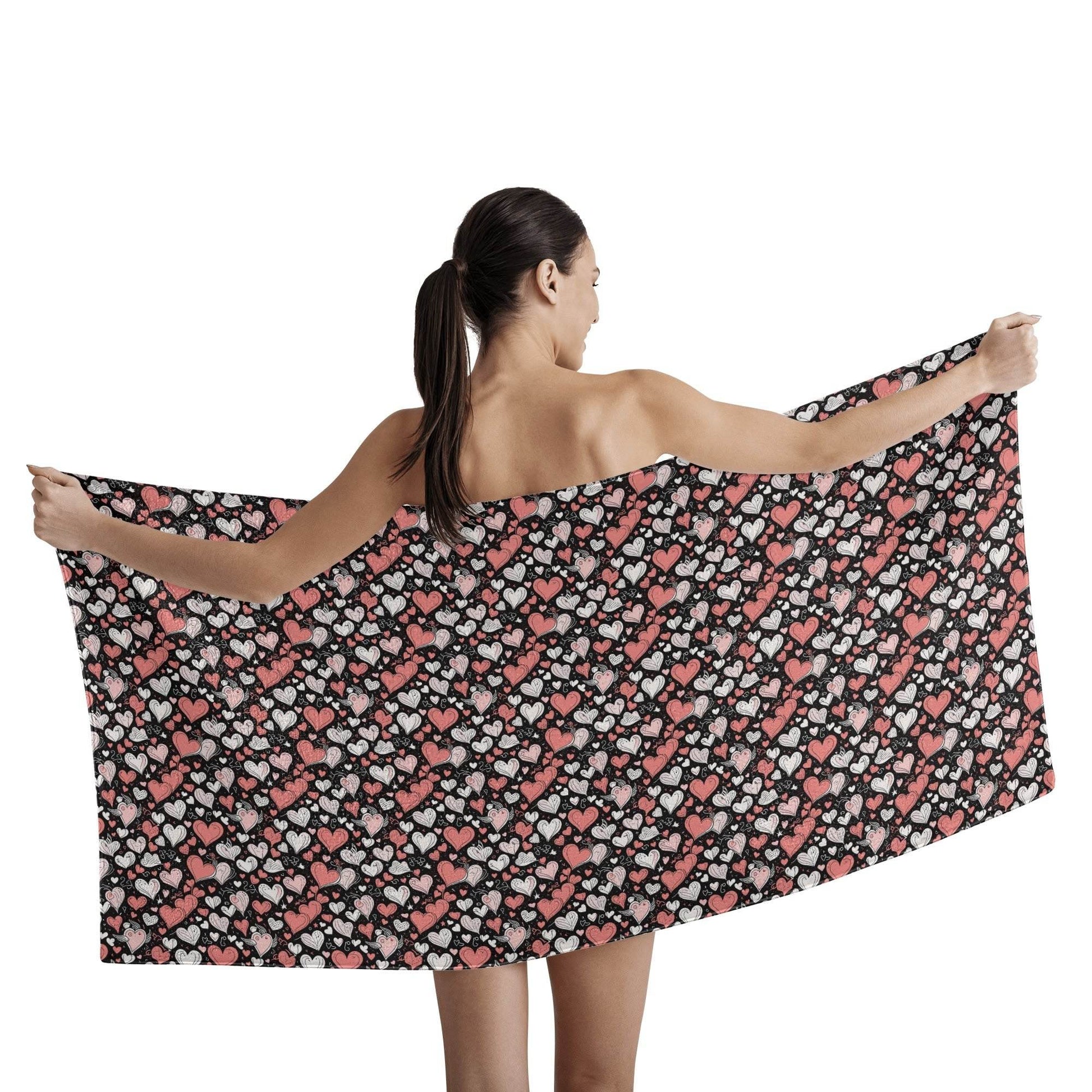 Red Hearts Bath Towel - DeRose Seasonal