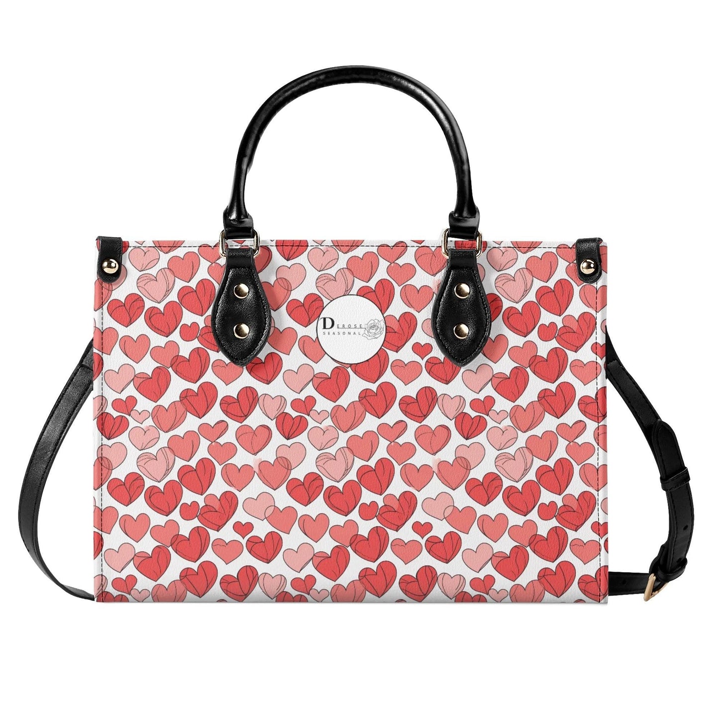 Red Hearts Luxury Women Leather Handbag (3 sizes) - DeRose Seasonal