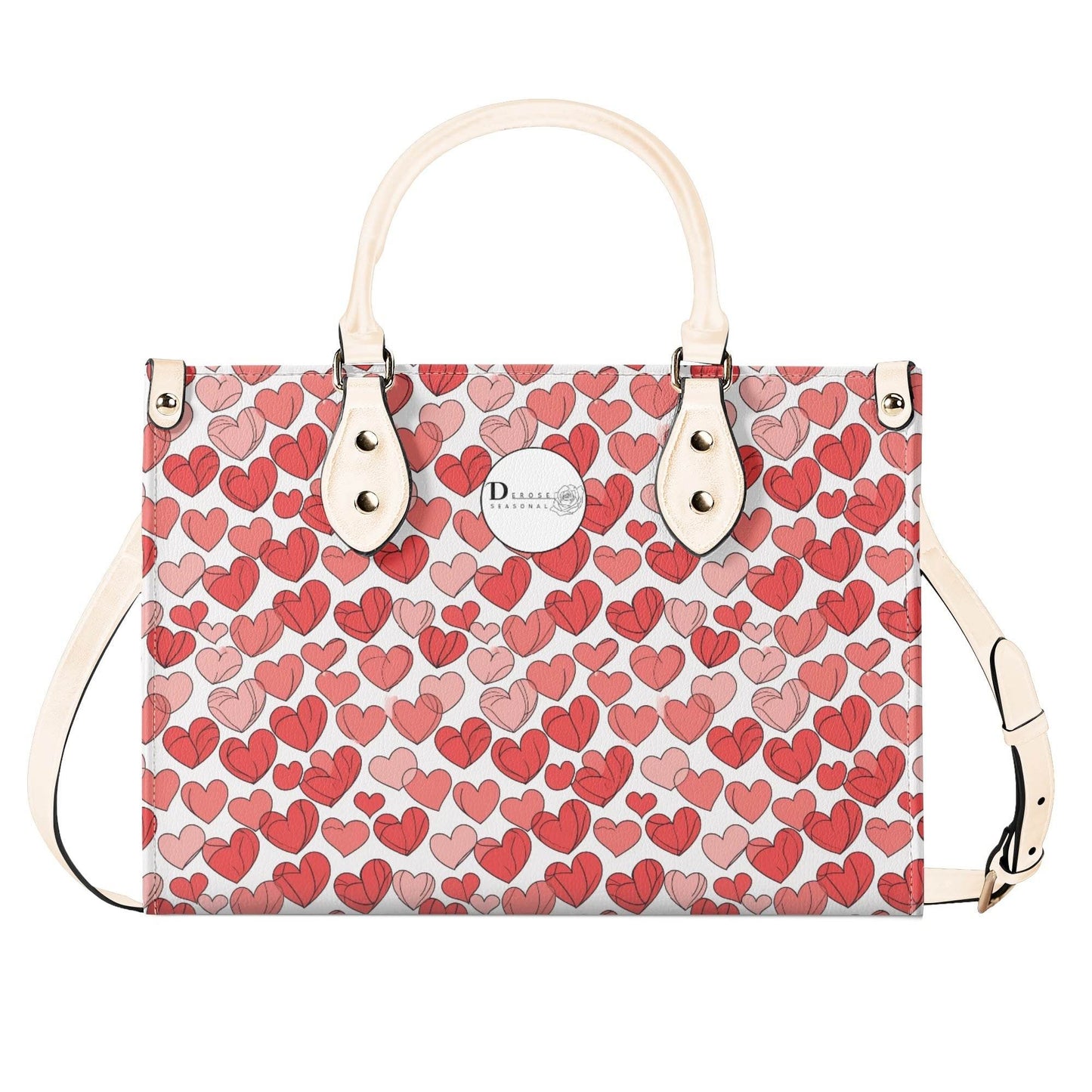 Red Hearts Luxury Women Leather Handbag (3 sizes) - DeRose Seasonal
