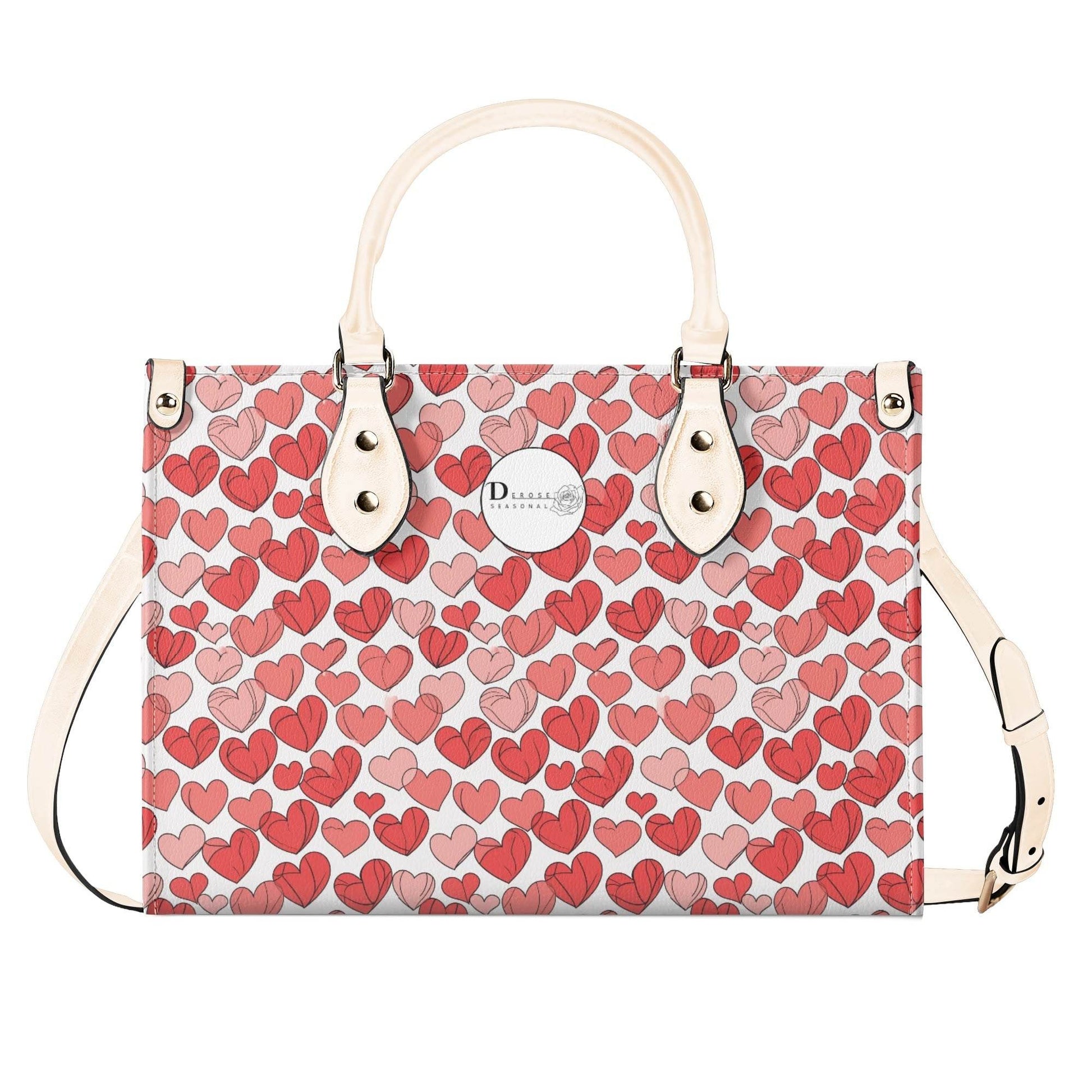 Red Hearts Luxury Women Leather Handbag (3 sizes) - DeRose Seasonal