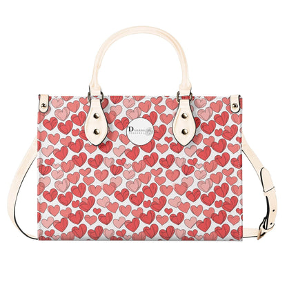 Red Hearts Luxury Women Leather Handbag (3 sizes) - DeRose Seasonal