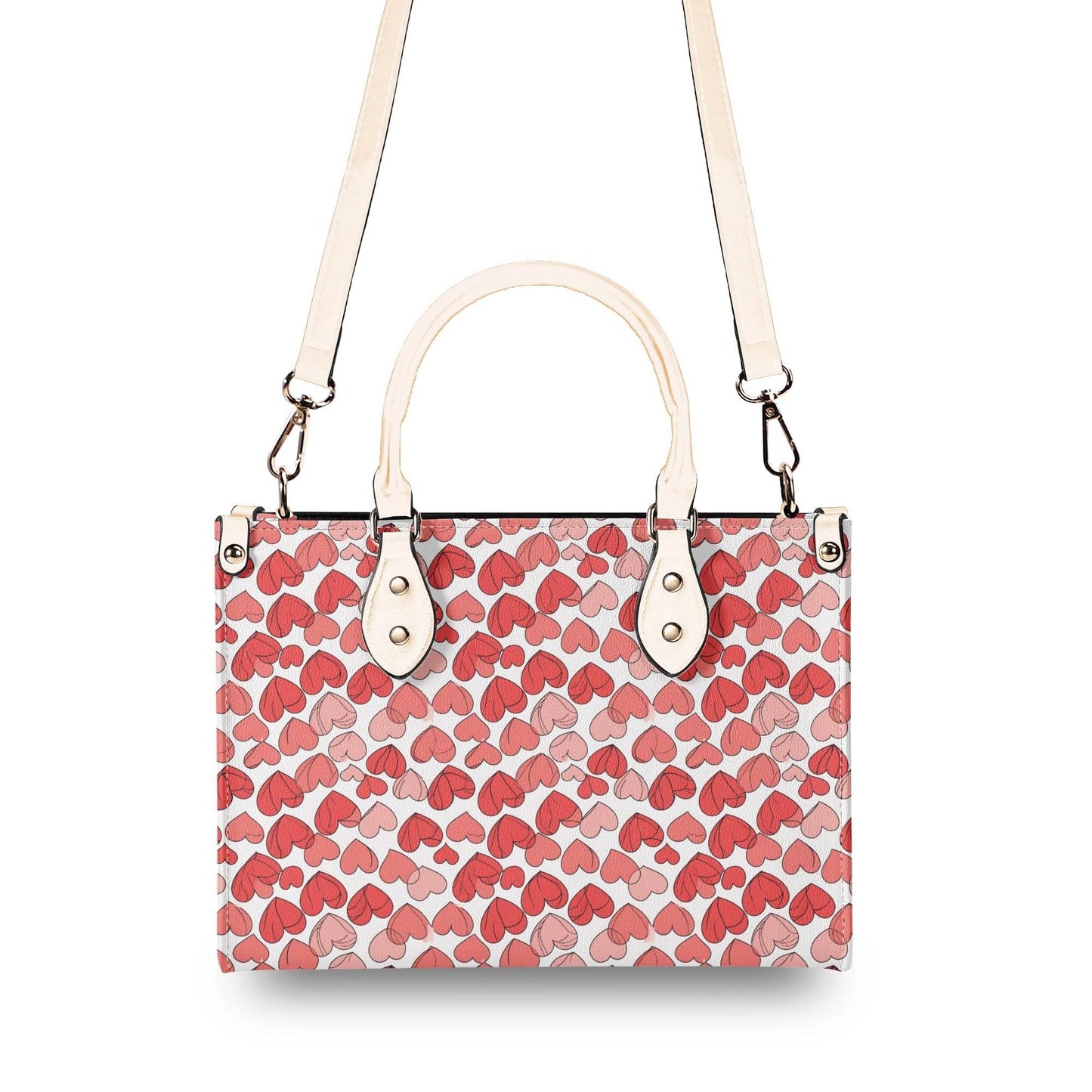 Red Hearts Luxury Women Leather Handbag (3 sizes) - DeRose Seasonal