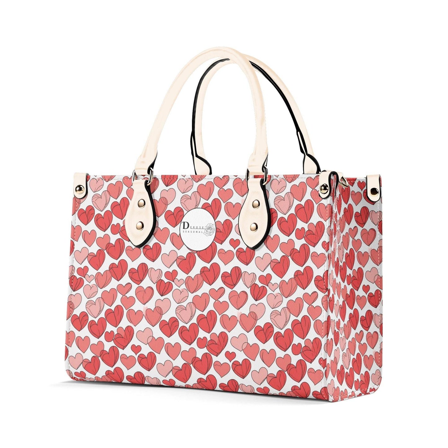 Red Hearts Luxury Women Leather Handbag (3 sizes) - DeRose Seasonal