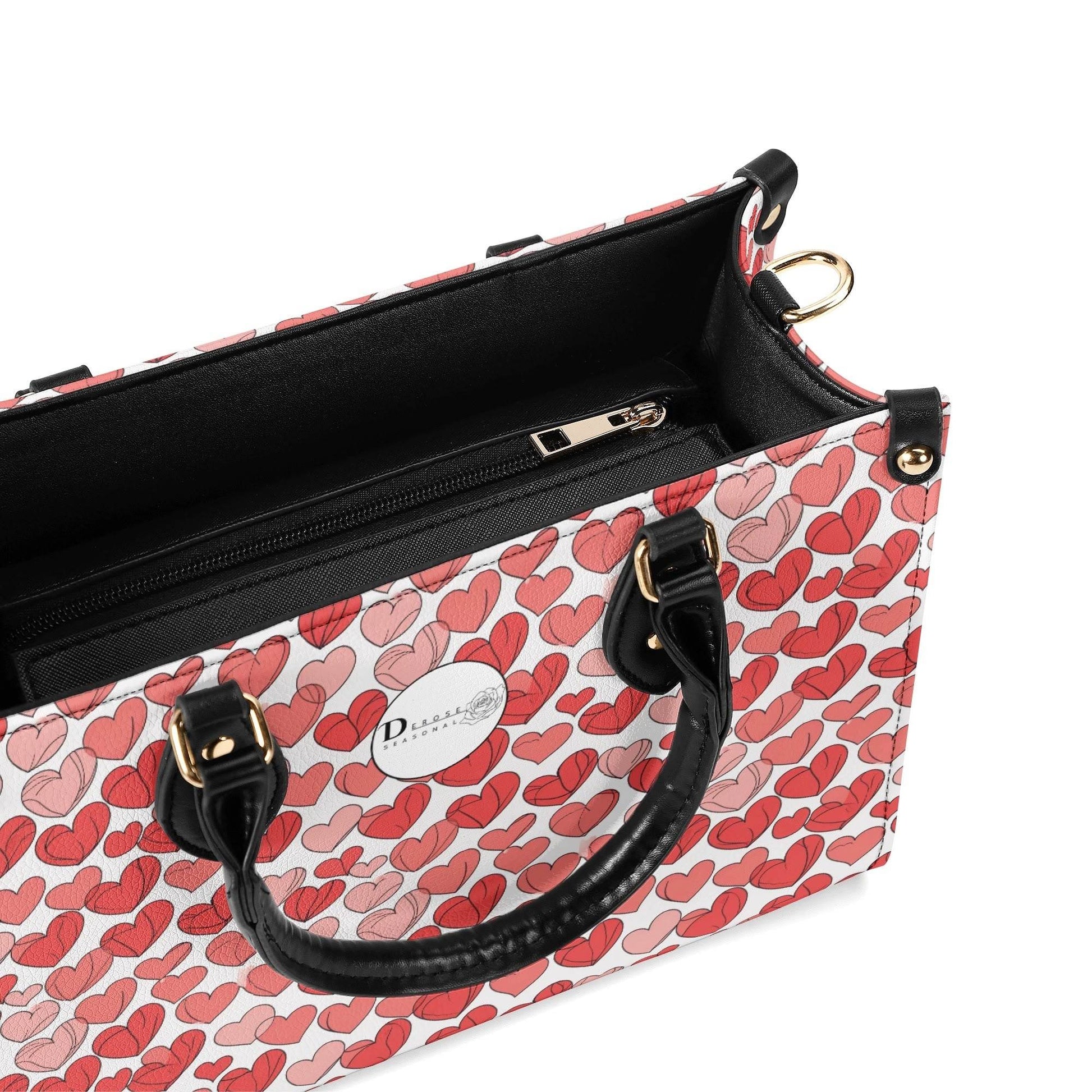 Red Hearts Luxury Women Leather Handbag (3 sizes) - DeRose Seasonal