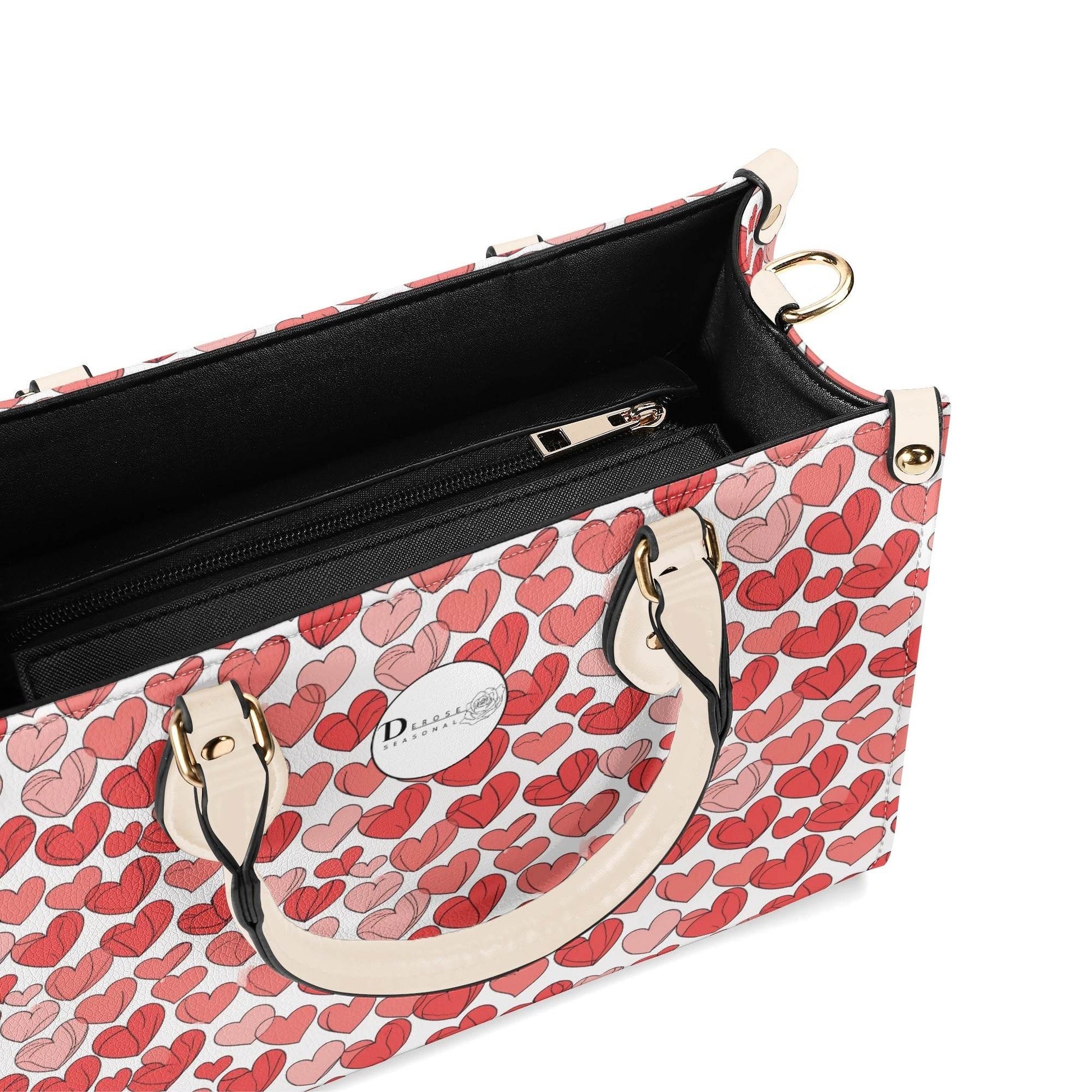 Red Hearts Luxury Women Leather Handbag (3 sizes) - DeRose Seasonal