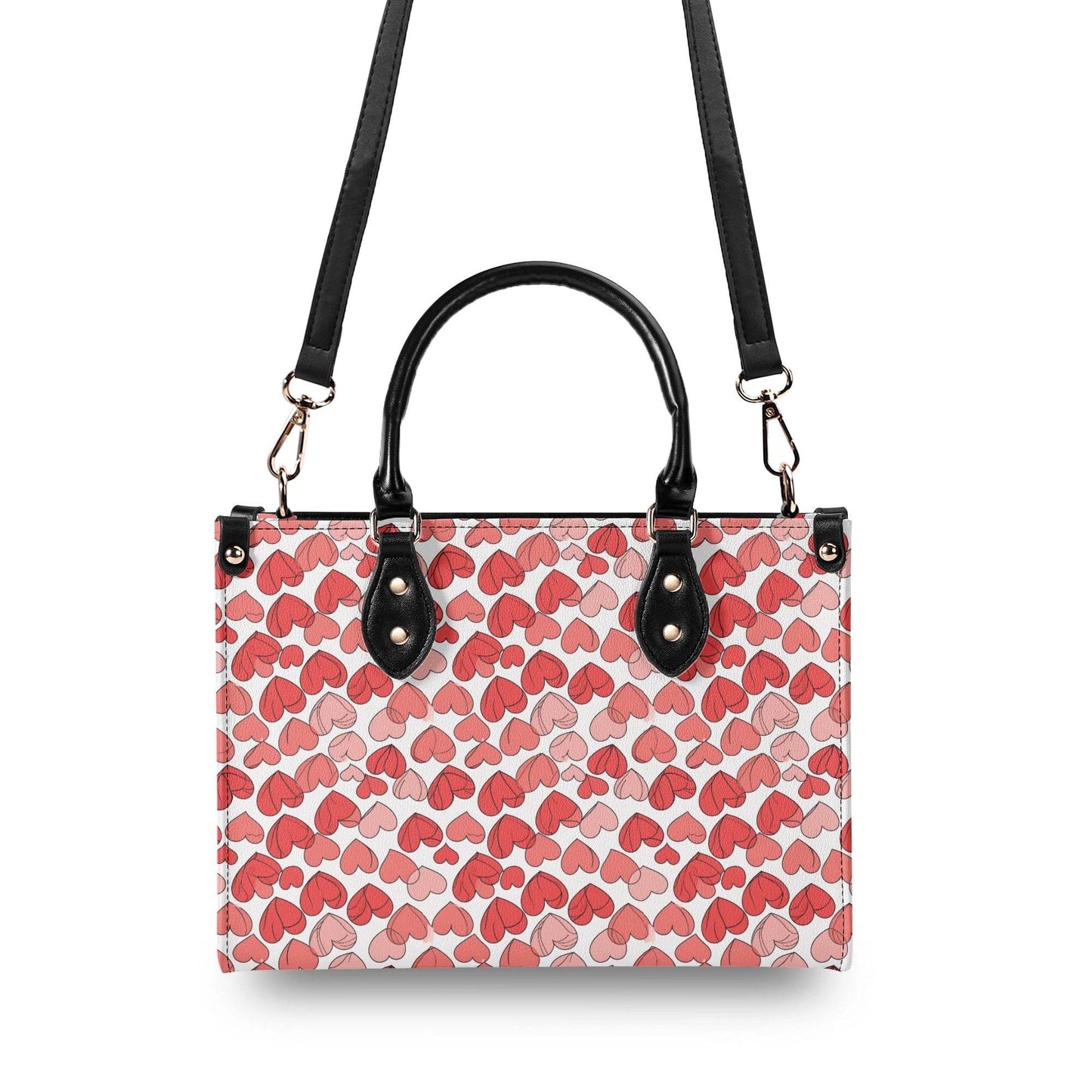 Red Hearts Luxury Women Leather Handbag (3 sizes) - DeRose Seasonal