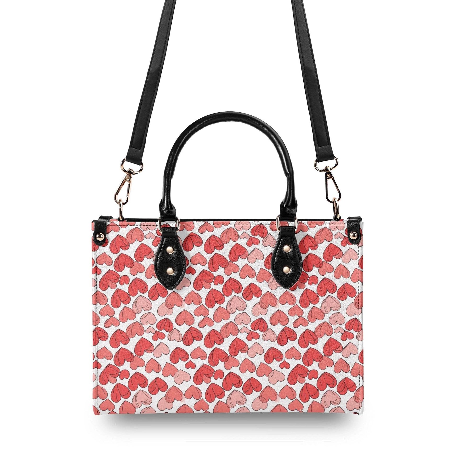 Red Hearts Luxury Women Leather Handbag (3 sizes) - DeRose Seasonal