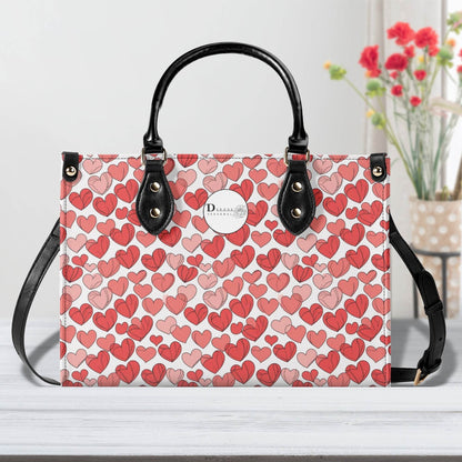 Red Hearts Luxury Women Leather Handbag (3 sizes) - DeRose Seasonal