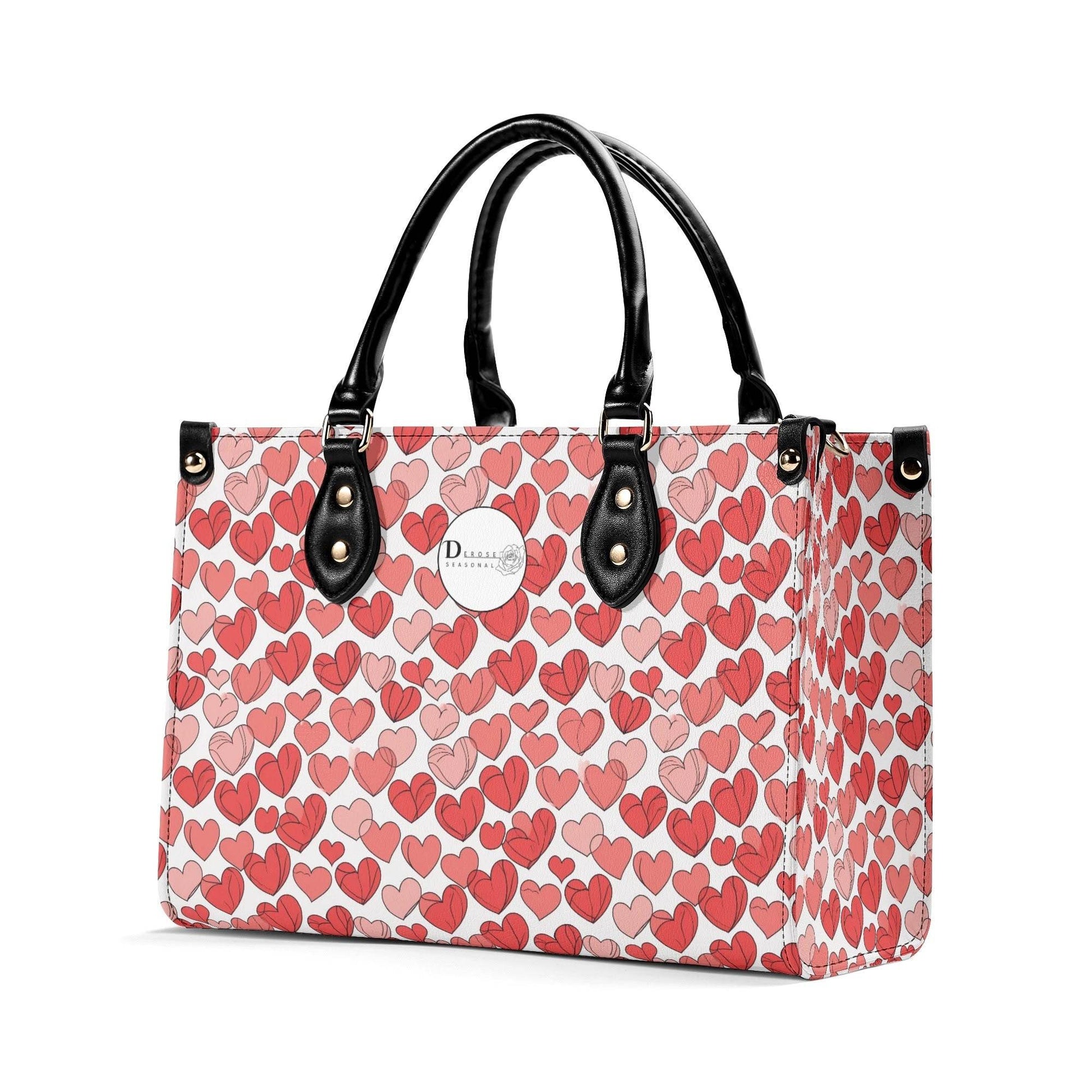 Red Hearts Luxury Women Leather Handbag (3 sizes) - DeRose Seasonal