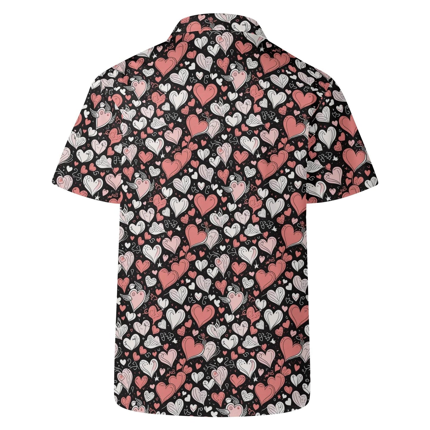 Red Hearts Men's Casual Hawaiian Shirt - DeRose Seasonal