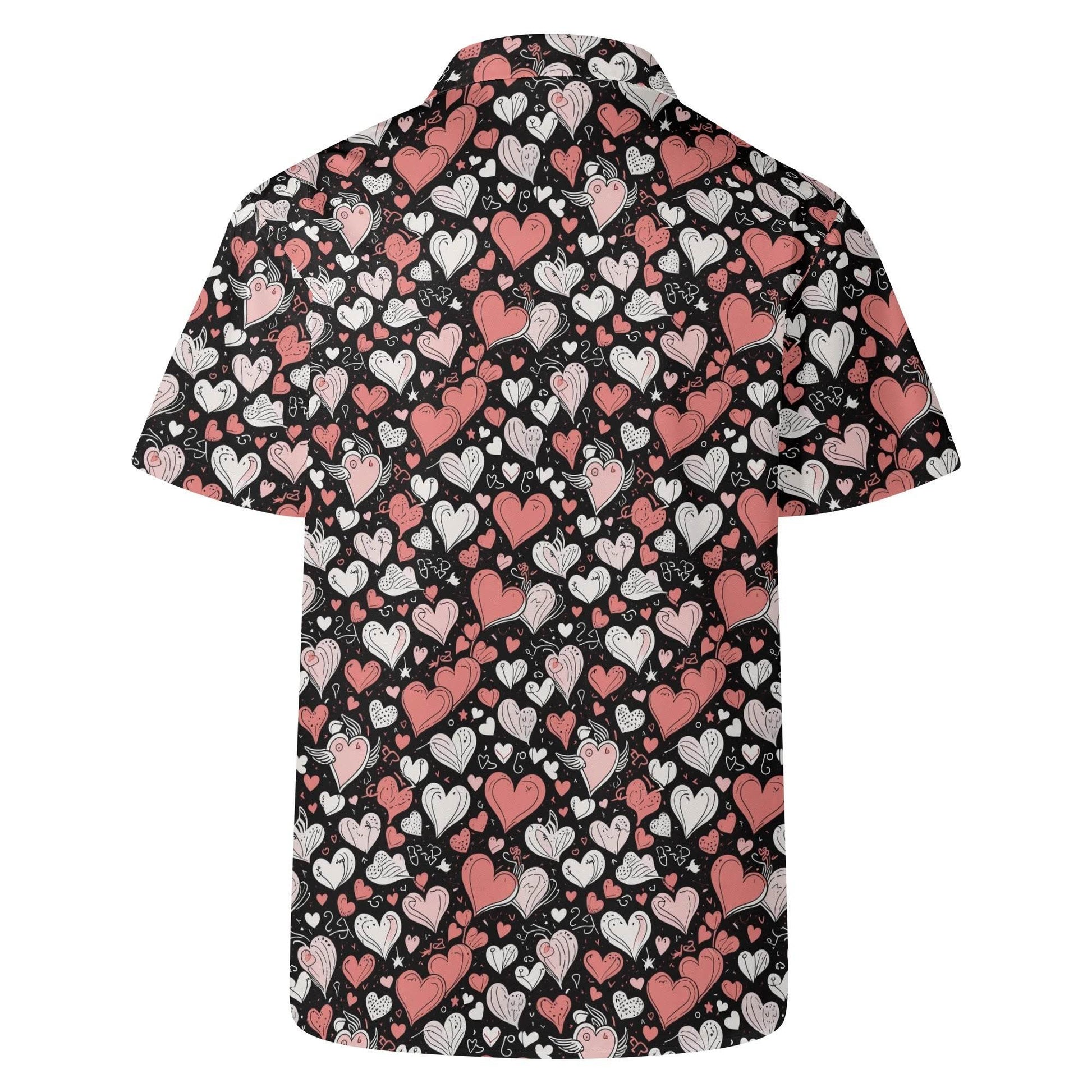 Red Hearts Men's Casual Hawaiian Shirt - DeRose Seasonal