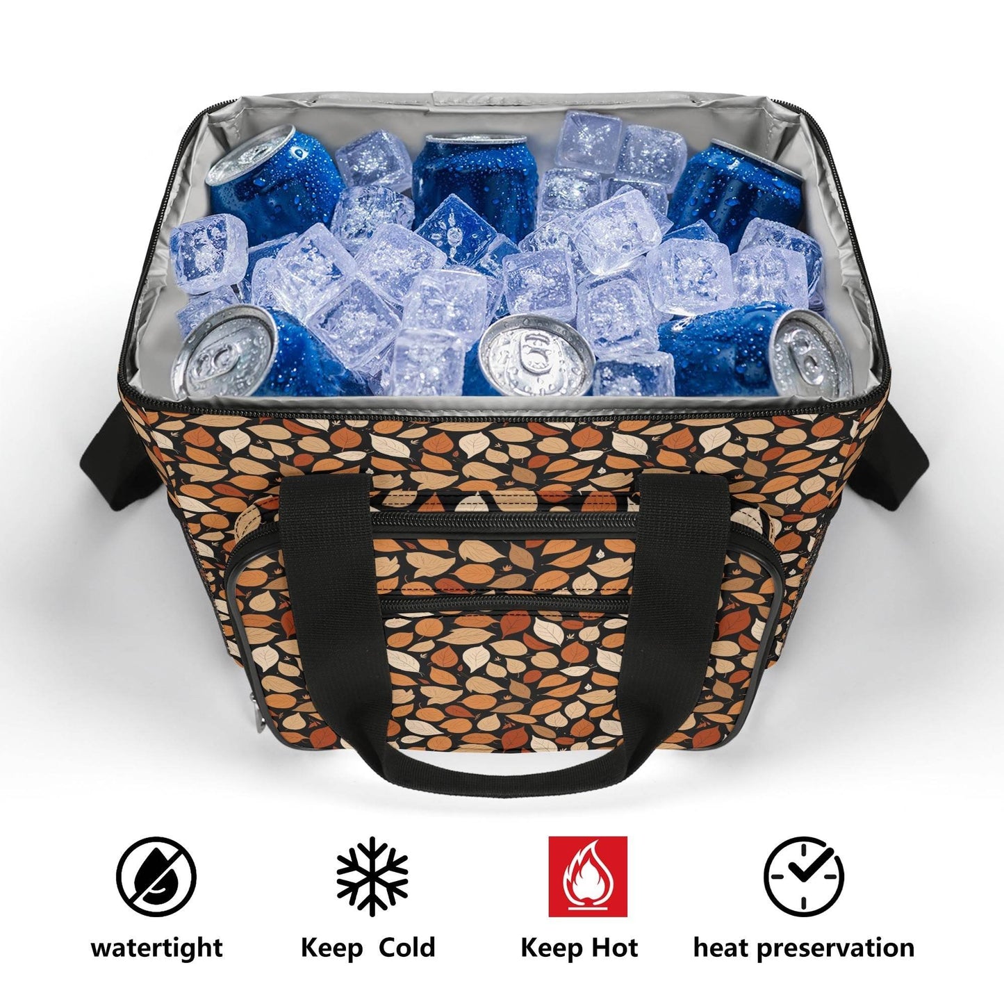 Red Leaves Insulated Leakproof Cooler Bag Lunch Box - DeRose Seasonal