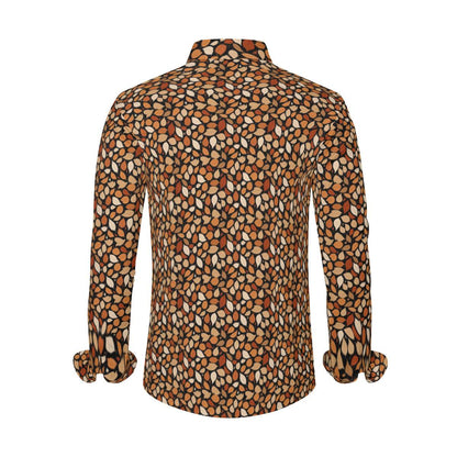 Red Leaves Men's Classic Long-Sleeved Button up Polyester Dress Shirt - DeRose Seasonal
