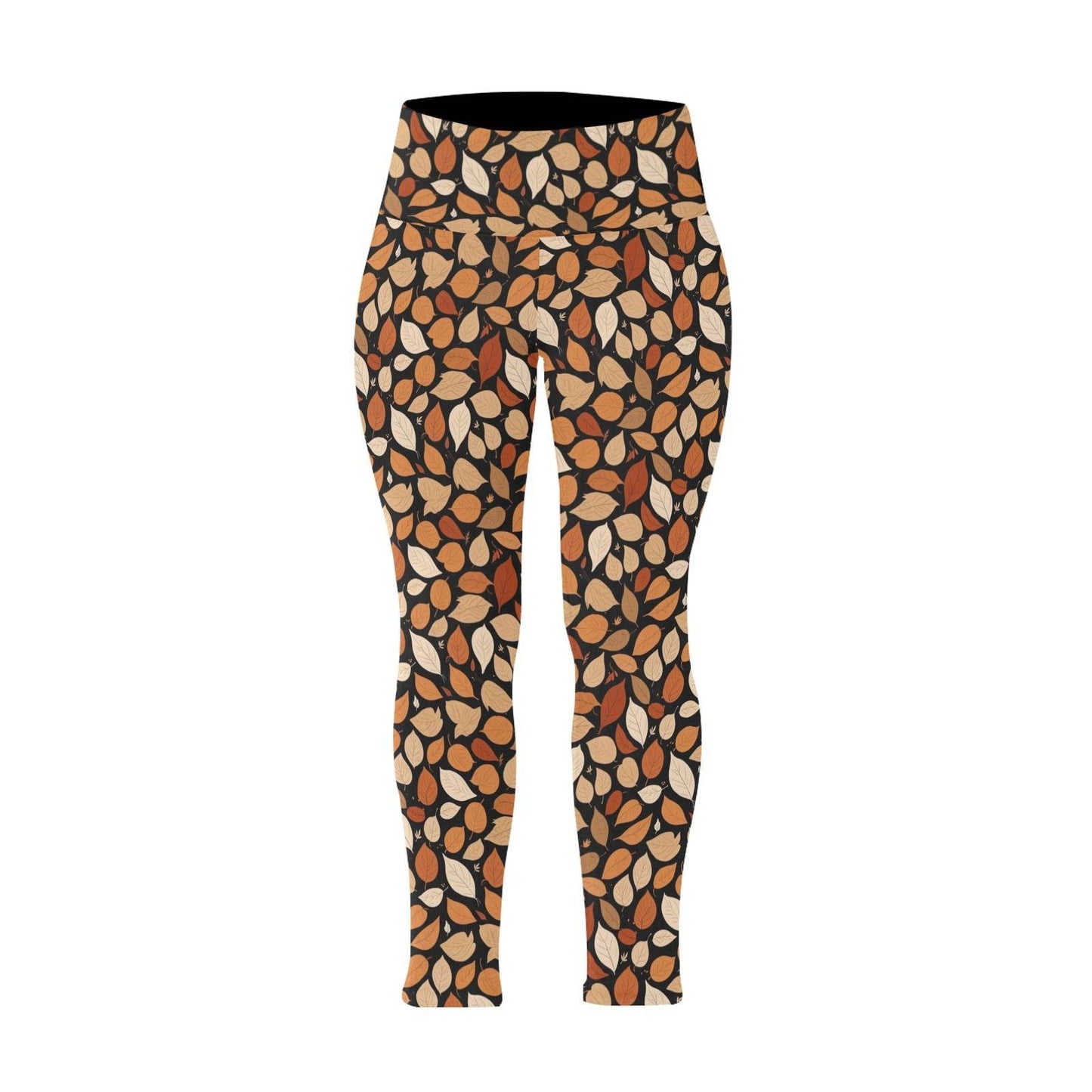 Red Leaves Women's Plus Size High Waited Leggings Women's High Waist Leggings(Plus Size)(ModelL45) - DeRose Seasonal